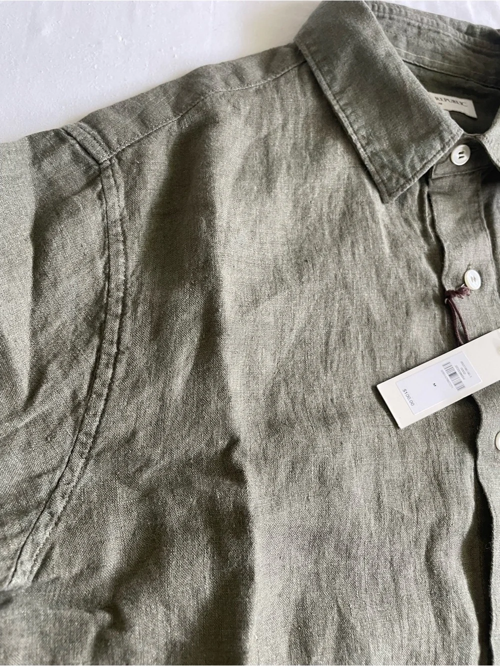 Banana Republic Olive Green Linen Button-Front Shirt